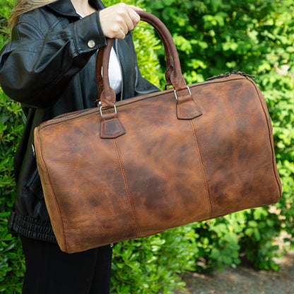 Atmore Leather Duffle Bag - TORONATA - color_ antic-brown