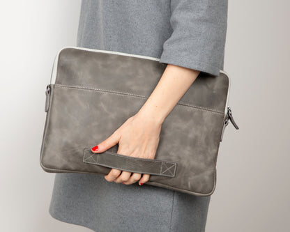 Awe Leather Laptop / Tablet Sleeve - TORONATA - color_ Gray