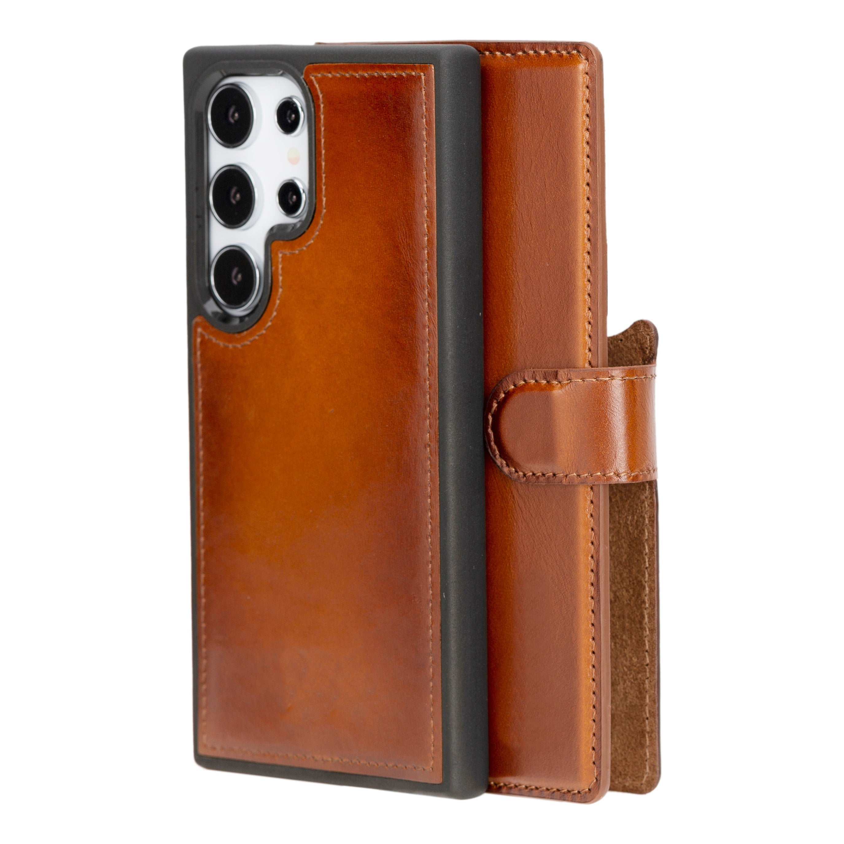 Magic Samsung Galaxy S24 Ultra Leather Detachable Wallet Case - TORONATA - color_ Tan