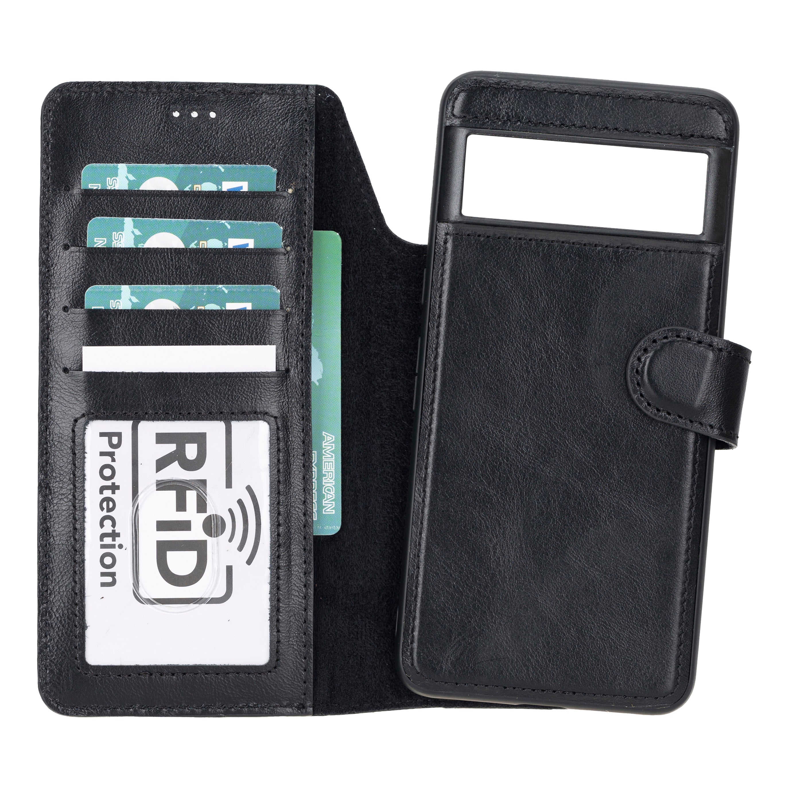 Magic Google Pixel 8 Pro Detachable Leather Wallet Case - TORONATA - color_ Black