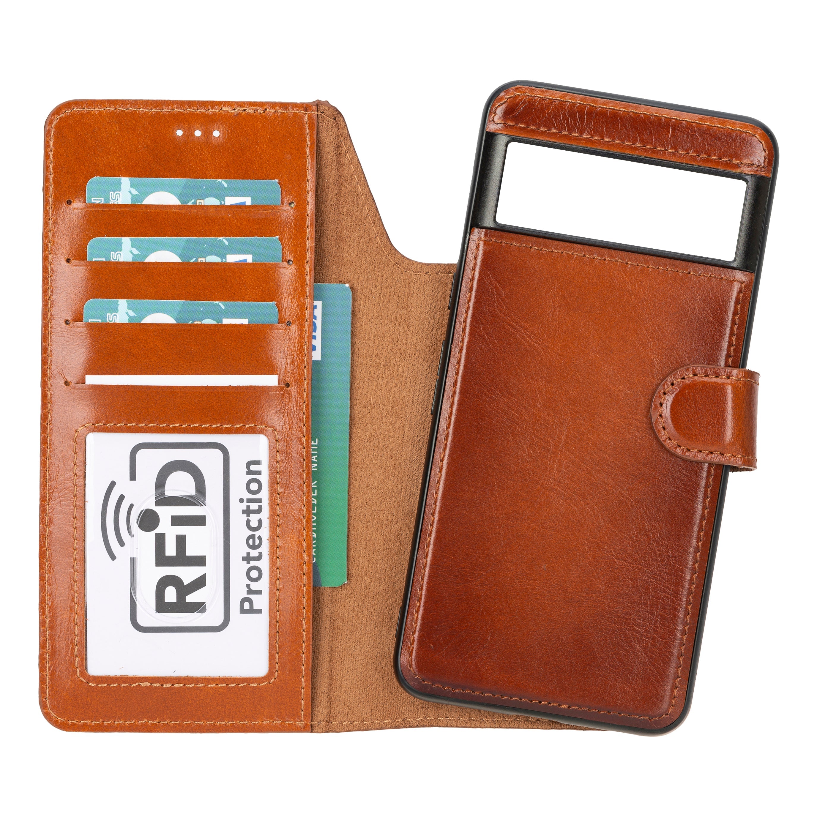 Magic Google Pixel 8 Pro Detachable Leather Wallet Case - TORONATA - color_ Tan