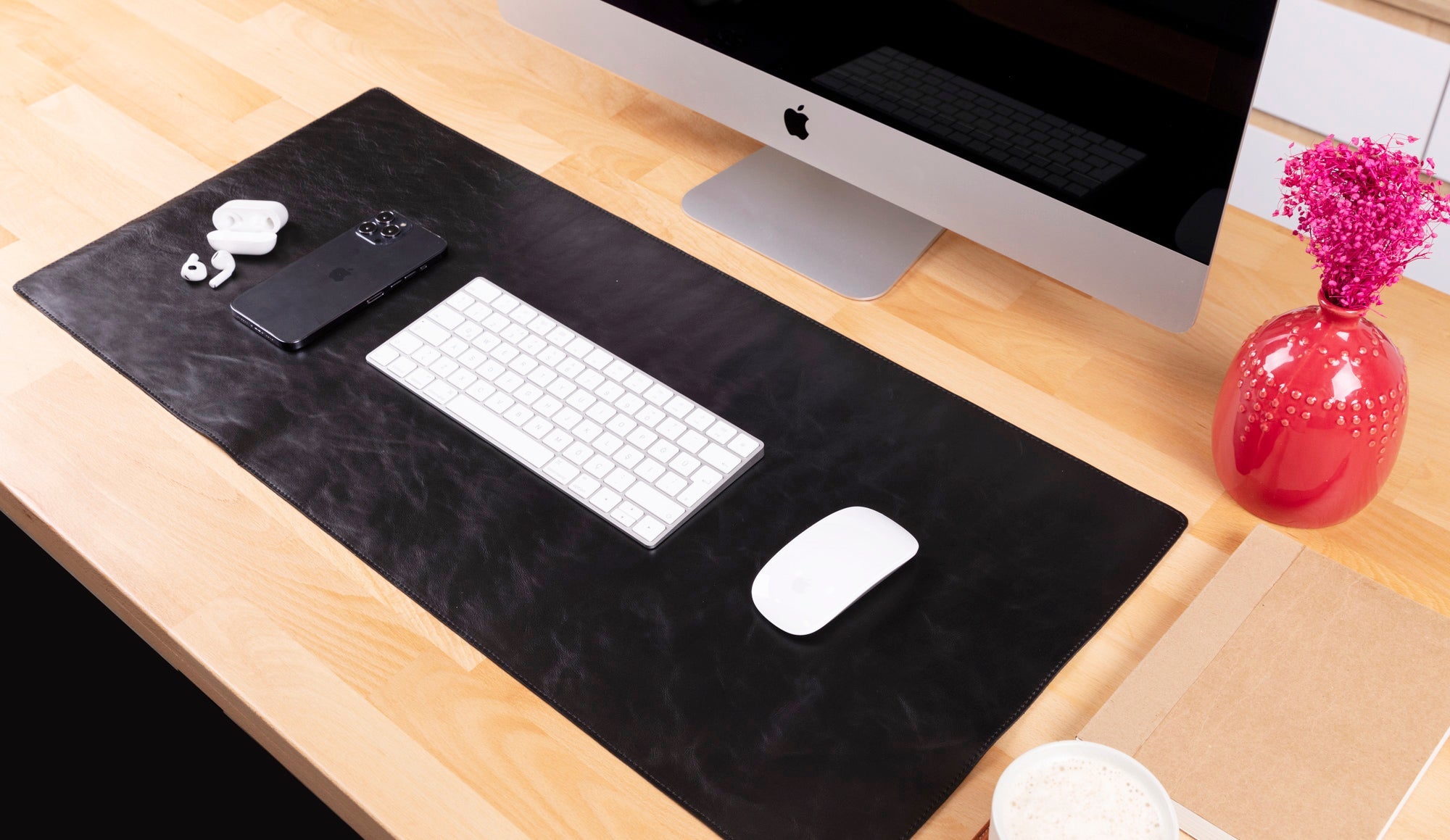Natural Leather Desk Mat - TORONATA - color_ Black