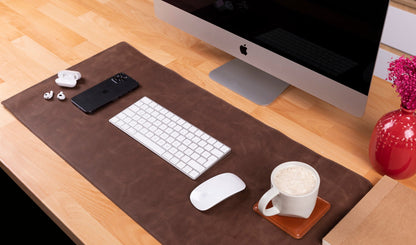 Leather Desk Mat - TORONATA - color_ Brown