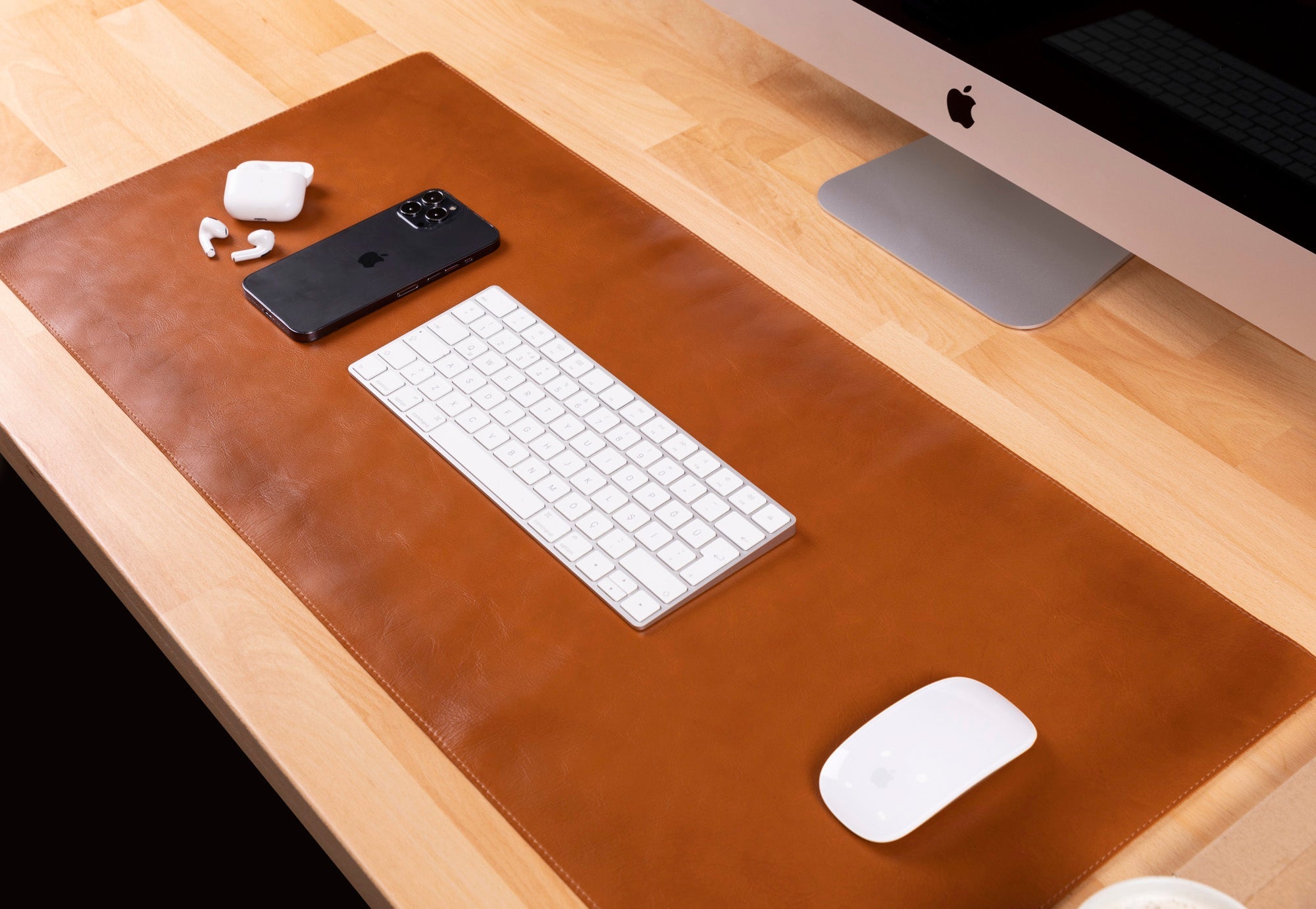 Natural Leather Desk Mat - TORONATA - color_ Tan
