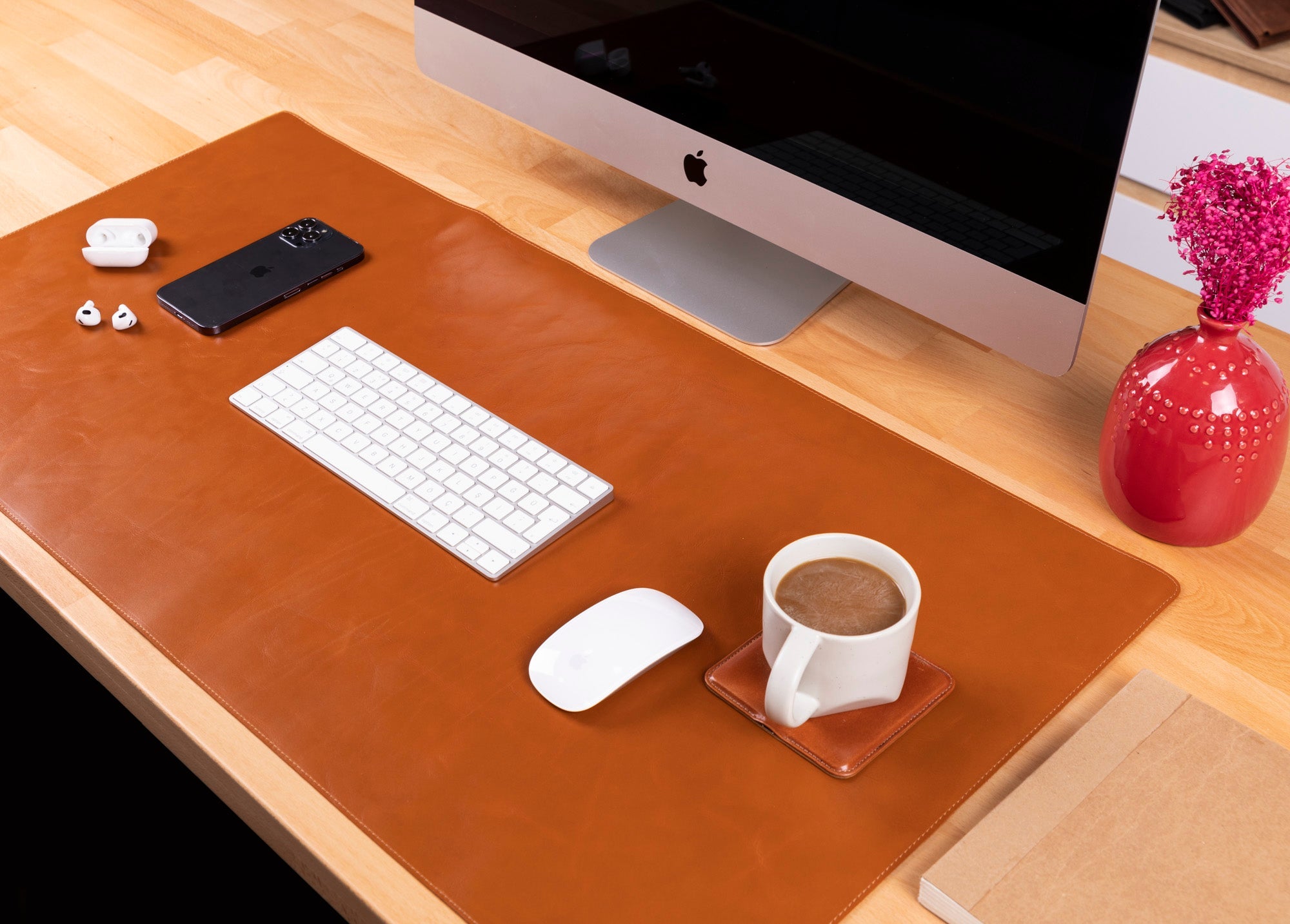 Leather Desk Mat - TORONATA - color_ Tan