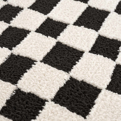 Lajos Black & White Checkered Plush Rug