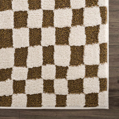 Lajos Brown Checkered Shag Rug