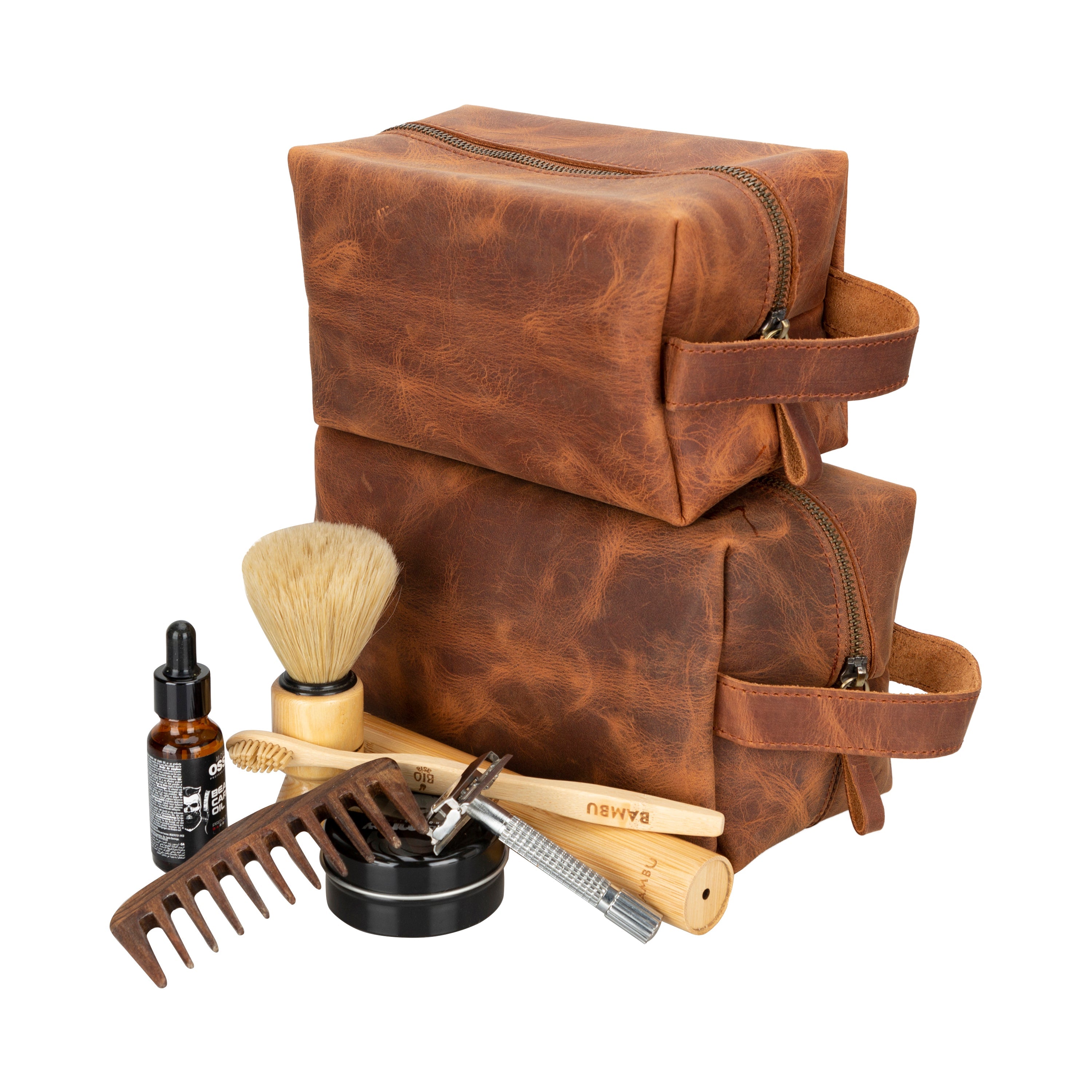 Eve Leather Dopp Kit, X Large - TORONATA - color_ Saddle Brown