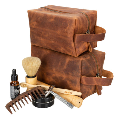 Eve Leather Dopp Kit, Medium - TORONATA - color_ Chocolate
