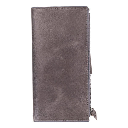 Kaycee Leather Women's Cell Phone Wallet with Strap gray-