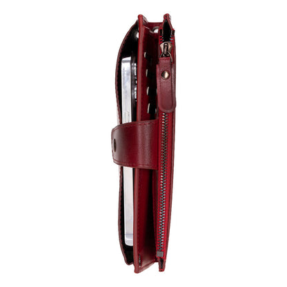 Kaycee Leather Women's Cell Phone Wallet with Strap red-