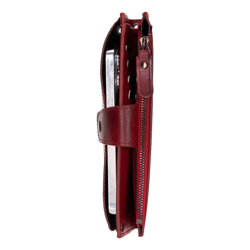 Kaycee Leather Women's Cell Phone Wallet with Strap red-