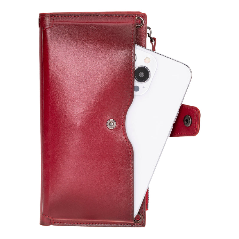 Kaycee Leather Women's Cell Phone Wallet with Strap red-