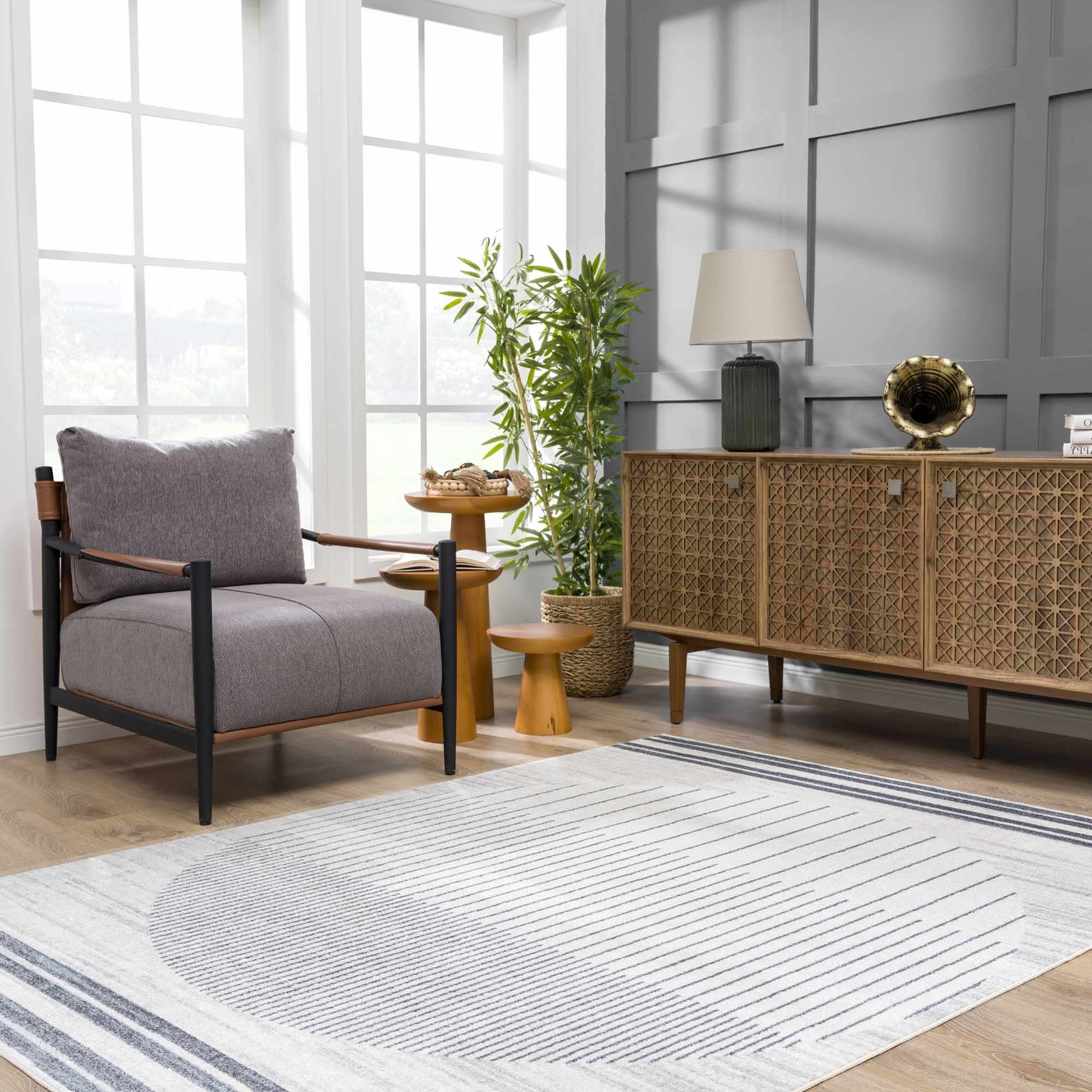 Thad Medium Gray Washable Area Rug