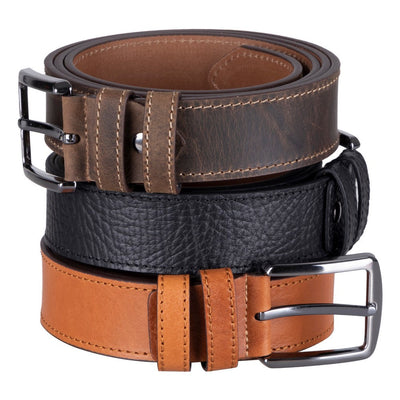 Globe Genuine Leather Belt – Handmade Premium Men’s Belt with Heavy-Duty Metal Buckle