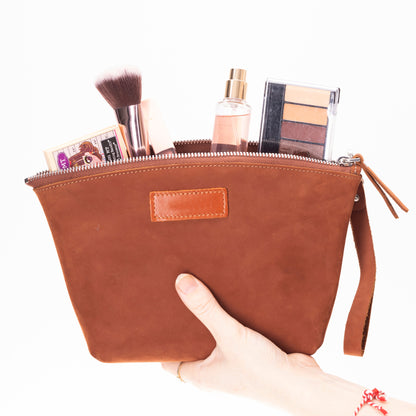 Avondale Premium Leather Dopp Kit - Travel Makeup Bag for Men & Women - TORONATA - 