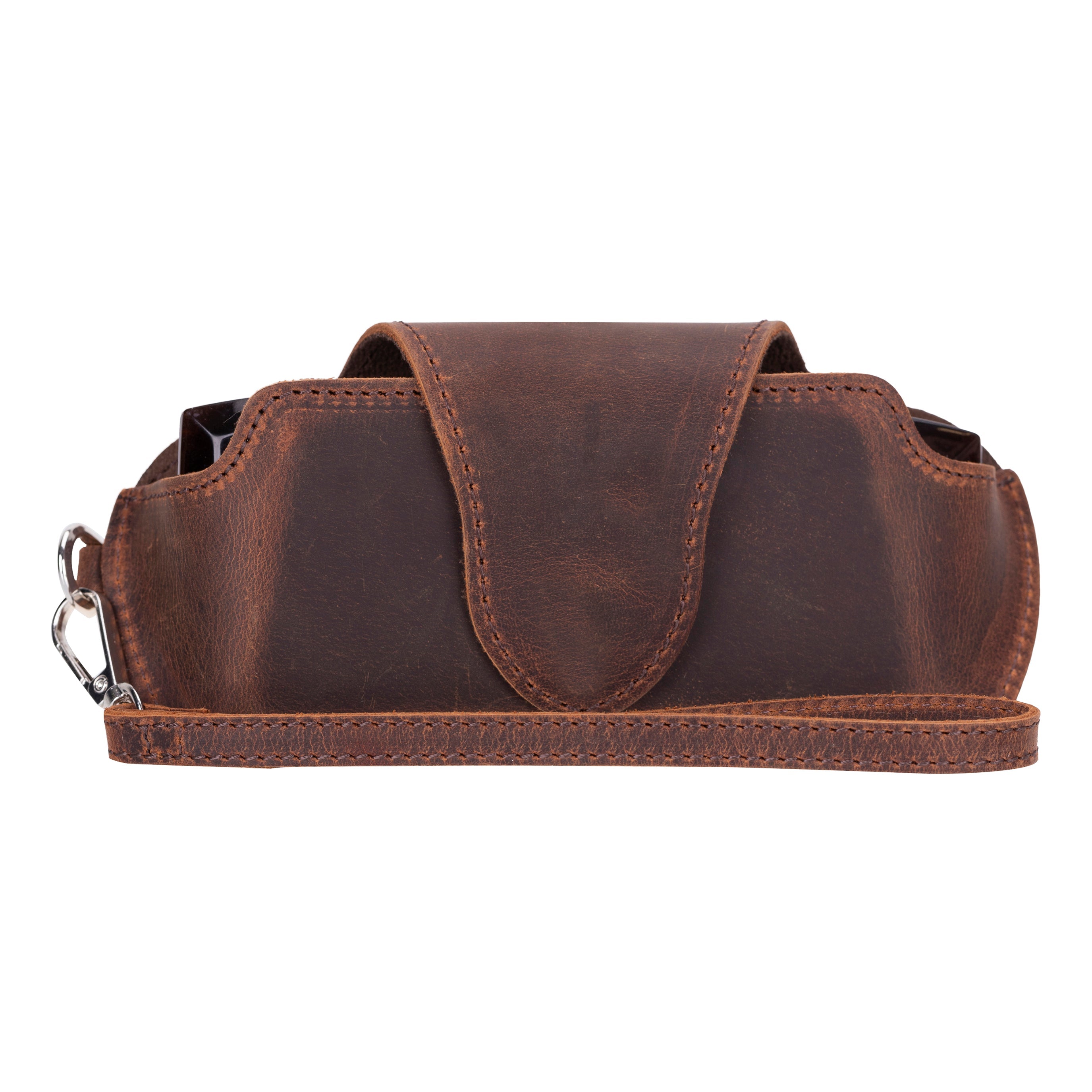 Riviera Leather Glasses Case - TORONATA - color_ Saddle Brown