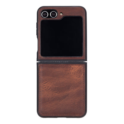 Flex Cover Samsung Z Flip 5 Leather Case - TORONATA - color_ Saddle Brown