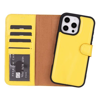 Magic iPhone 16 Pro Max Leather Detachable Wallet Case - TORONATA - color_ Goldenrod
