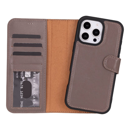Magic iPhone 16 Pro Detachable Leather Wallet Case - TORONATA - color_ Sandy Brown
