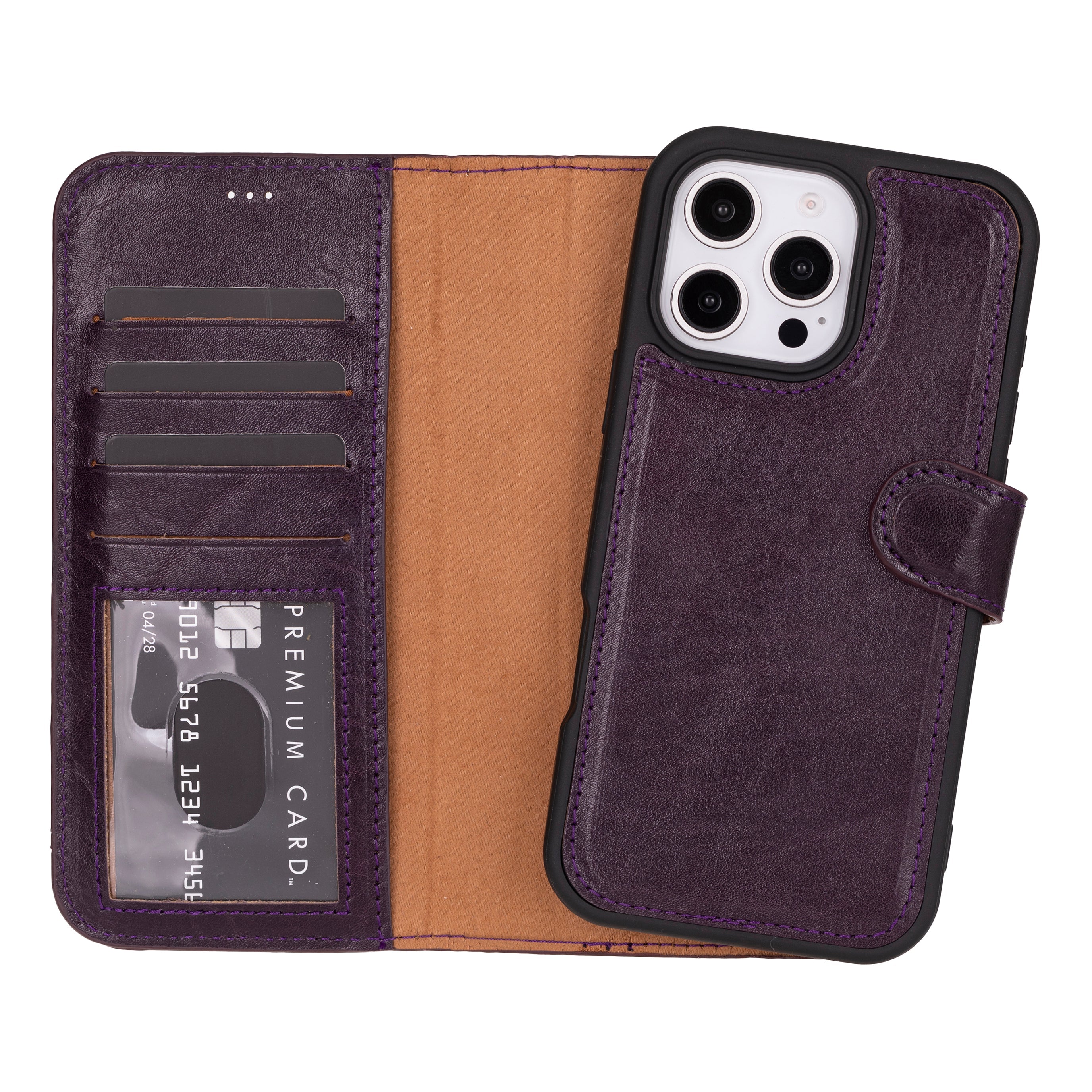 Magic iPhone 16 Pro Detachable Leather Wallet Case - TORONATA - color_ Coal