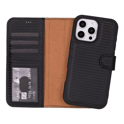 Magic iPhone 16 Pro Max Leather Detachable Wallet Case - TORONATA - color_ Pebble Black