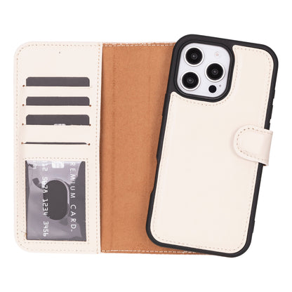 Magic iPhone 16 Pro Detachable Leather Wallet Case - TORONATA - color_ Cream