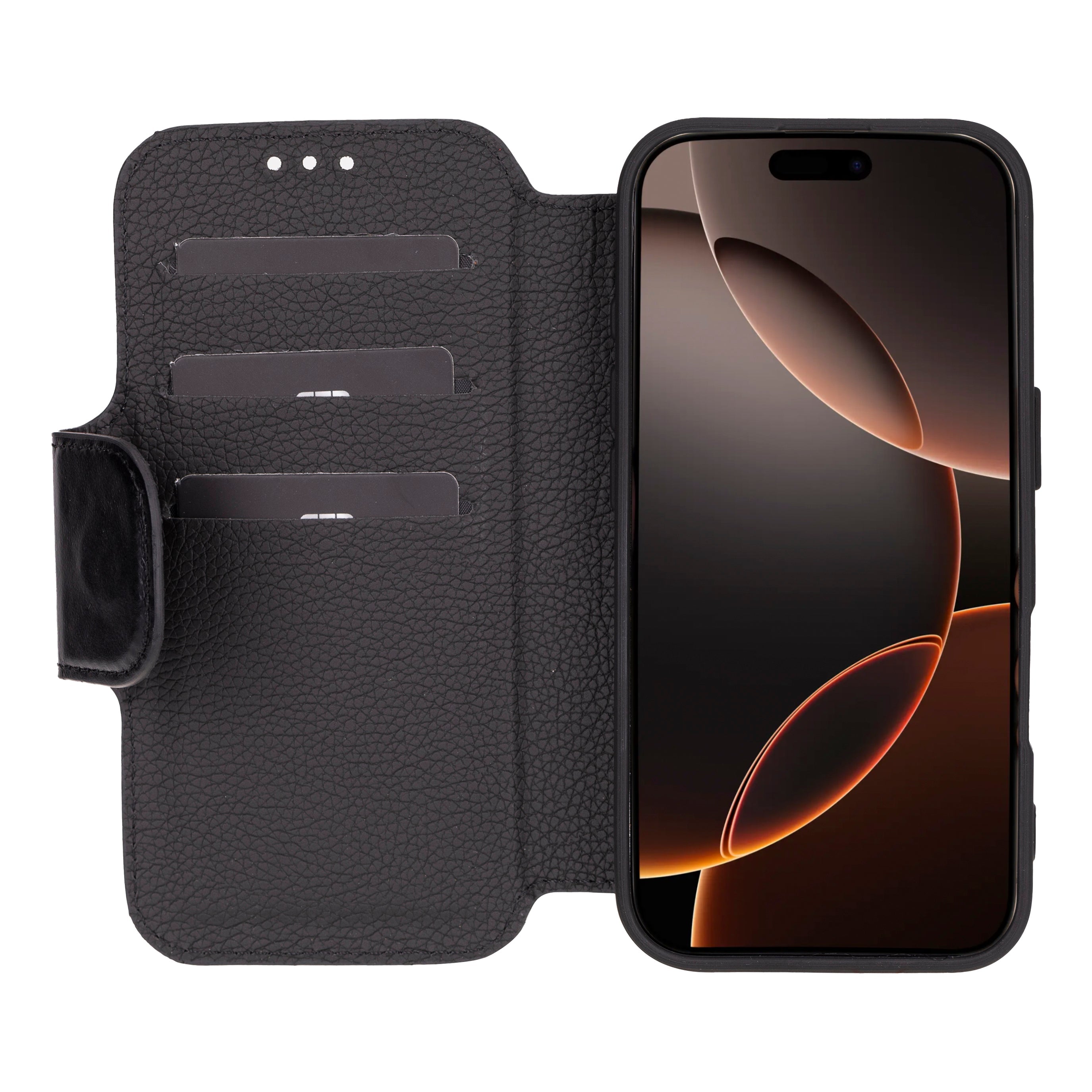 Firenze iPhone 16 Pro Max Leather Folio Case - TORONATA - color_ Black