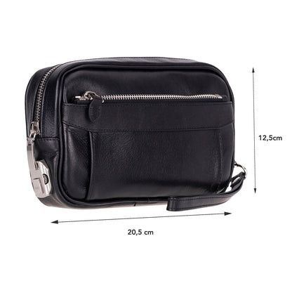 Fresno Leather Clutch – Secure Travel Wallet with Lock 