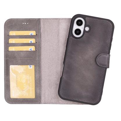 Magic iPhone 16 Detachable Leather Wallet Case - TORONATA - color_ Sandy Gray