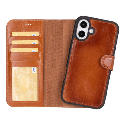 Magic iPhone 16 Detachable Leather Wallet Case - TORONATA - color_ Tan