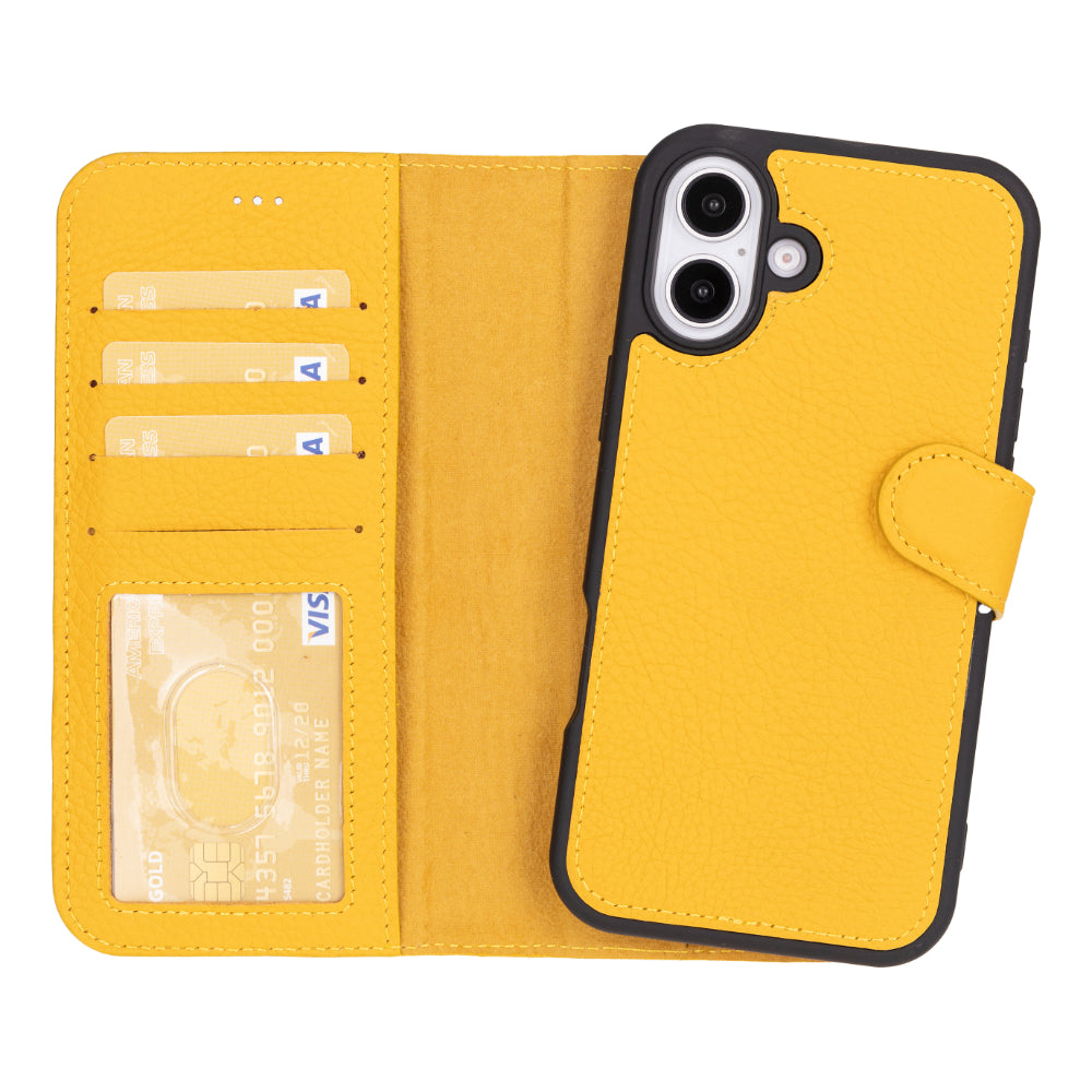 Magic iPhone 16 Detachable Leather Wallet Case - TORONATA - color_ Yellow