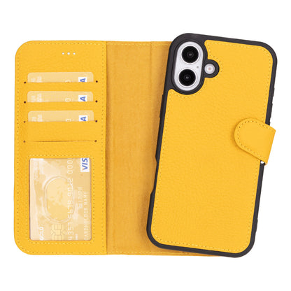 Magic iPhone 16 Detachable Leather Wallet Case - TORONATA - color_ Yellow