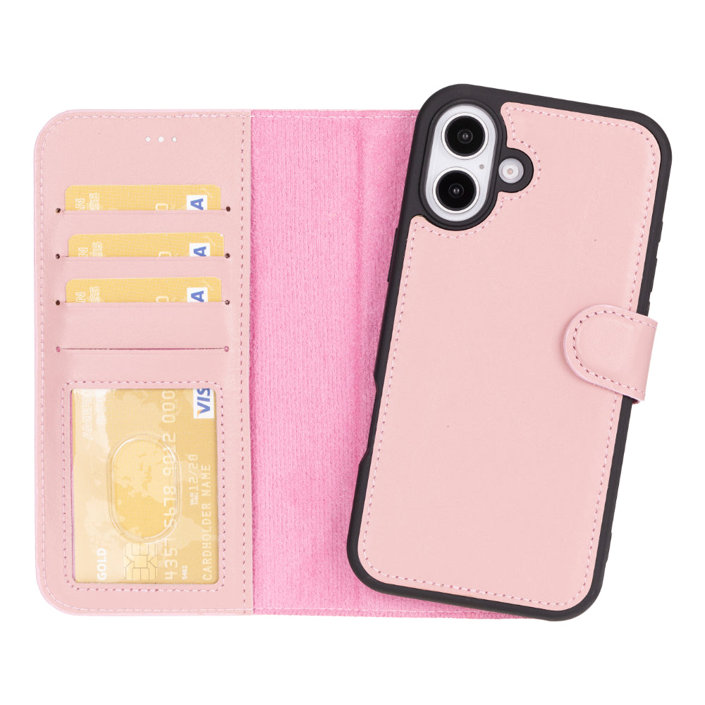 Magic iPhone 16 Detachable Leather Wallet Case - TORONATA - color_ Pink