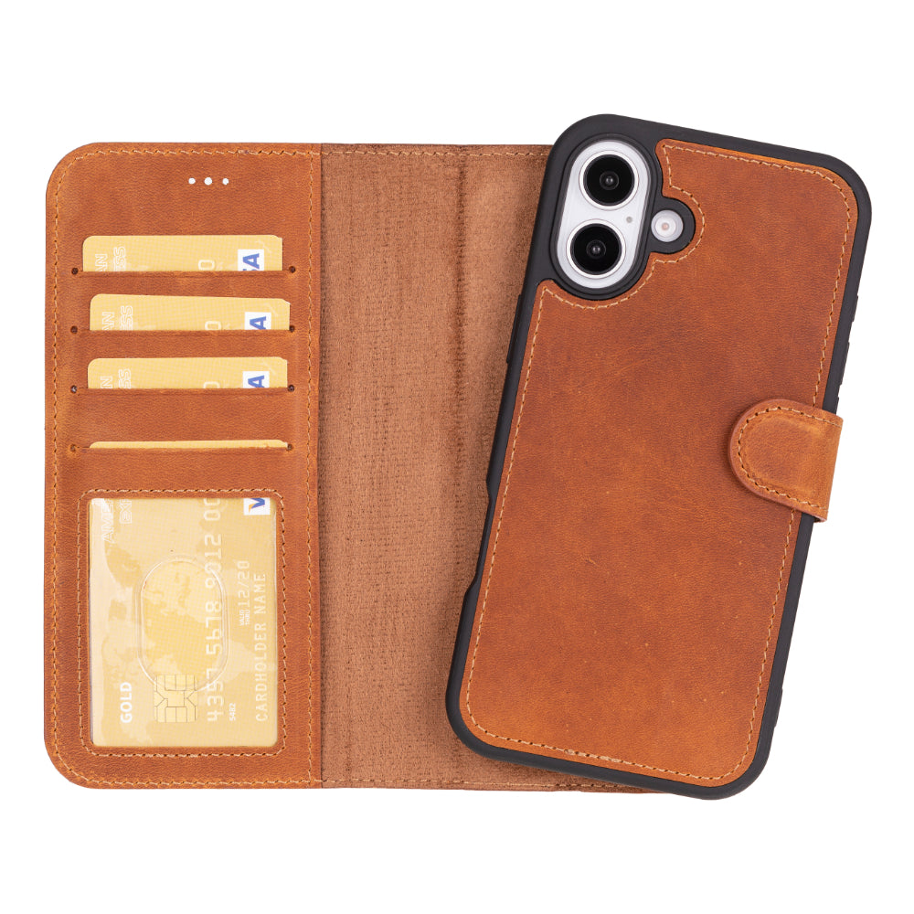 Magic iPhone 16 Detachable Leather Wallet Case - TORONATA - color_ Moccasin