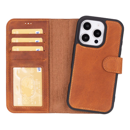 Magic iPhone 16 Pro Max Leather Detachable Wallet Case - TORONATA - color_ Moccasin