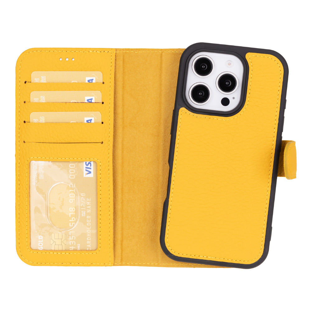 Magic iPhone 16 Pro Max Leather Detachable Wallet Case - TORONATA - color_ Yellow