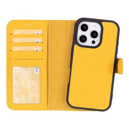 Magic iPhone 16 Pro Max Leather Detachable Wallet Case - TORONATA - color_ Yellow
