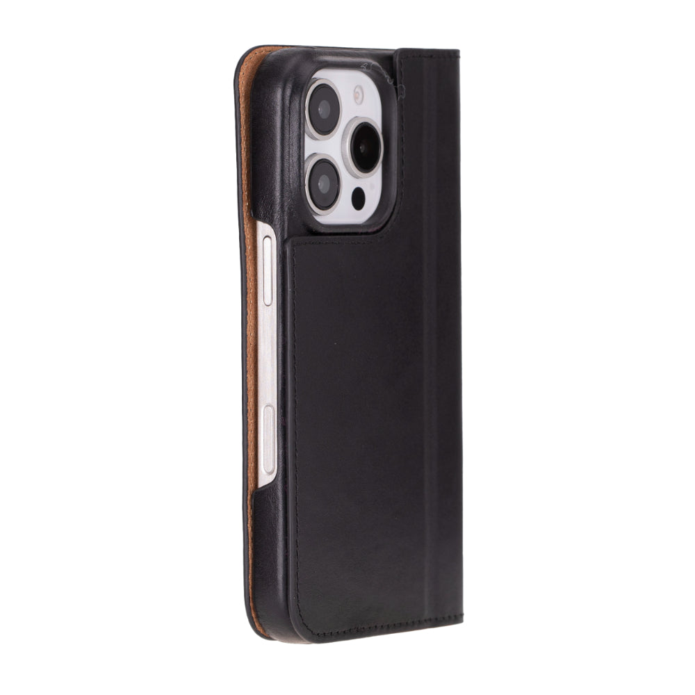Sonat iPhone 16 Pro Max Leather Folio Case - TORONATA - color_ Black
