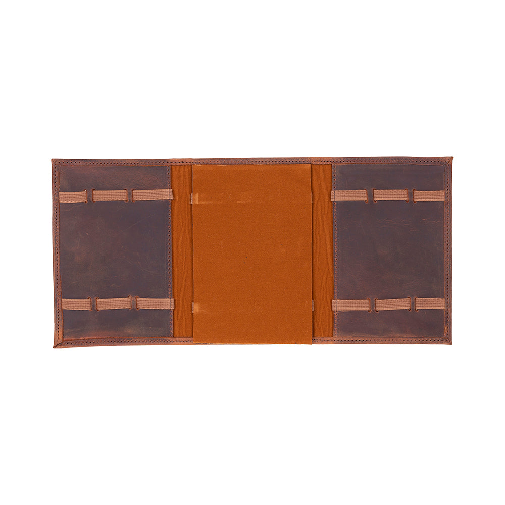 Skagway Leather Watch Band Organizer – 3 Slot Travel Case #color_antic-brown