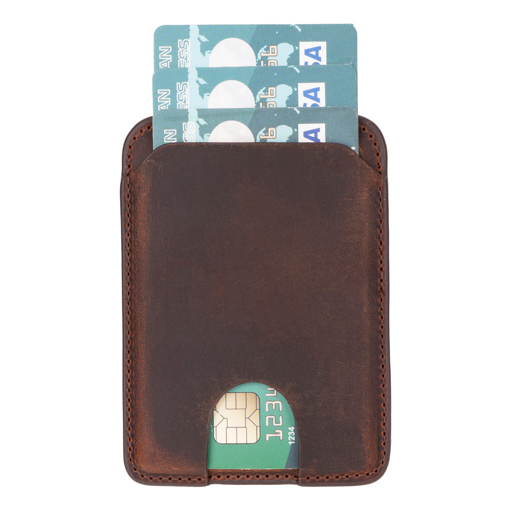 MagFit Leather Magnetic Card Holder - TORONATA - color_ Saddle Brown