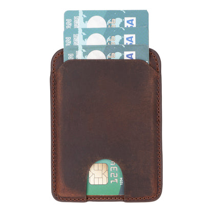 MagFit Leather Magnetic Card Holder - TORONATA - color_ Saddle Brown