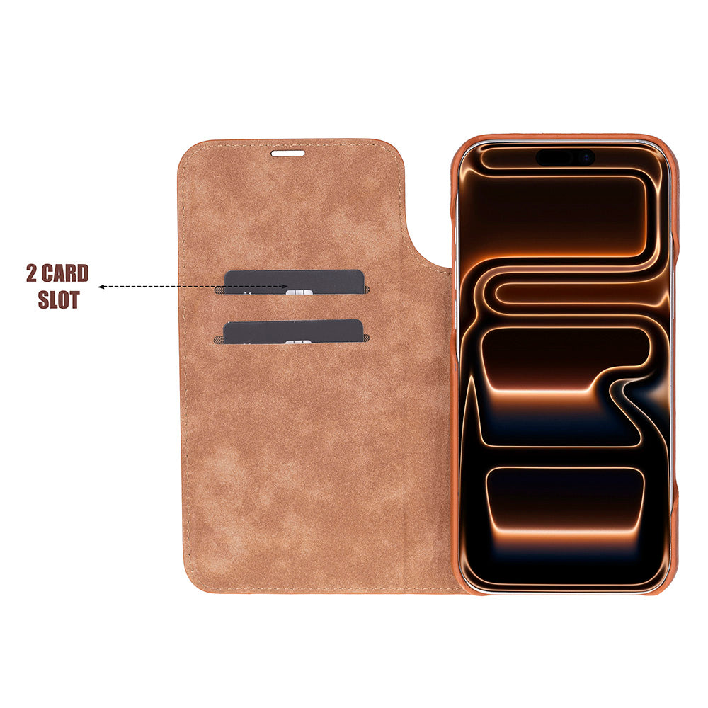 Decatur iPhone 17 Pro Leather Folio Wallet Case