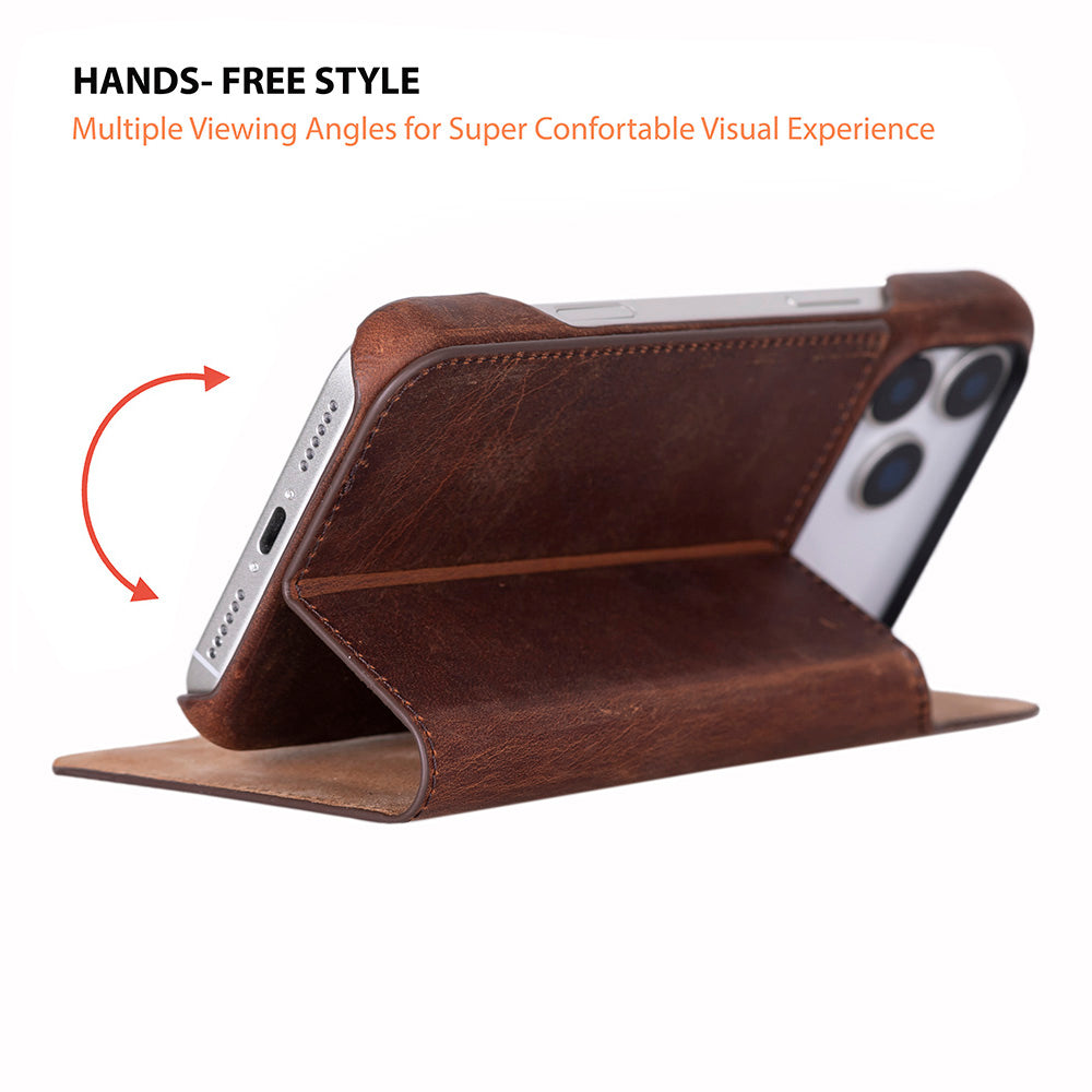 Decatur iPhone 17 Pro Leather Folio Wallet Case