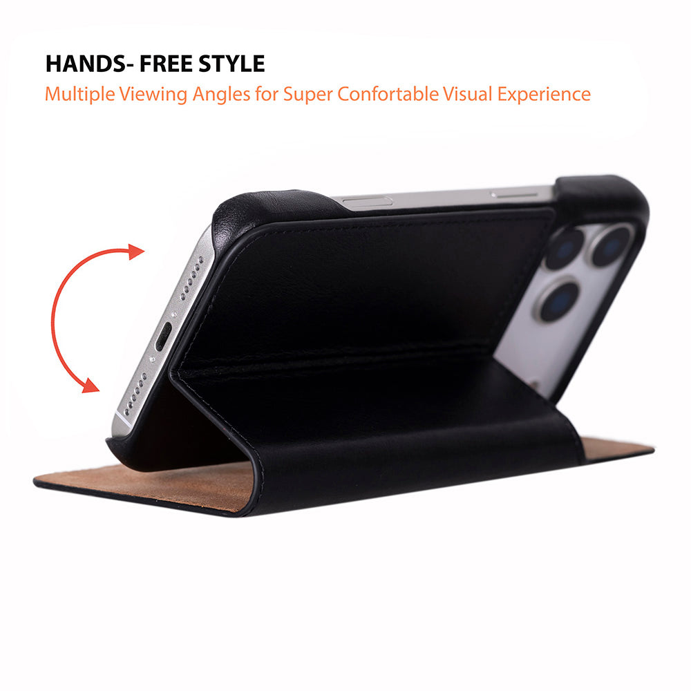 Decatur iPhone 17 Pro Leather Folio Wallet Case