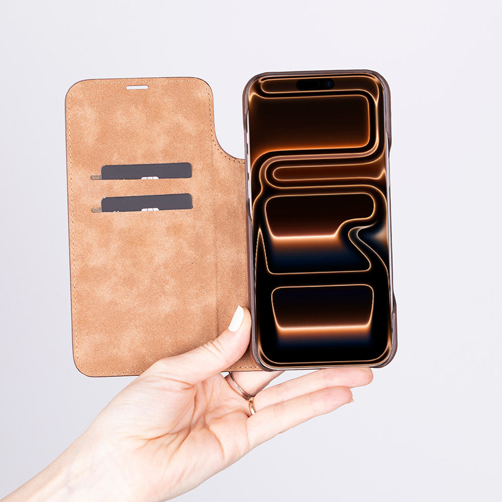 Decatur iPhone 17 Pro Leather Folio Wallet Case
