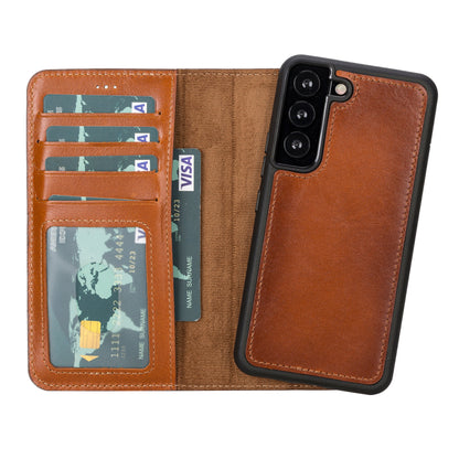Magic Samsung Galaxy S22 Plus Leather Detachable Wallet Case - TORONATA - color_ Tan