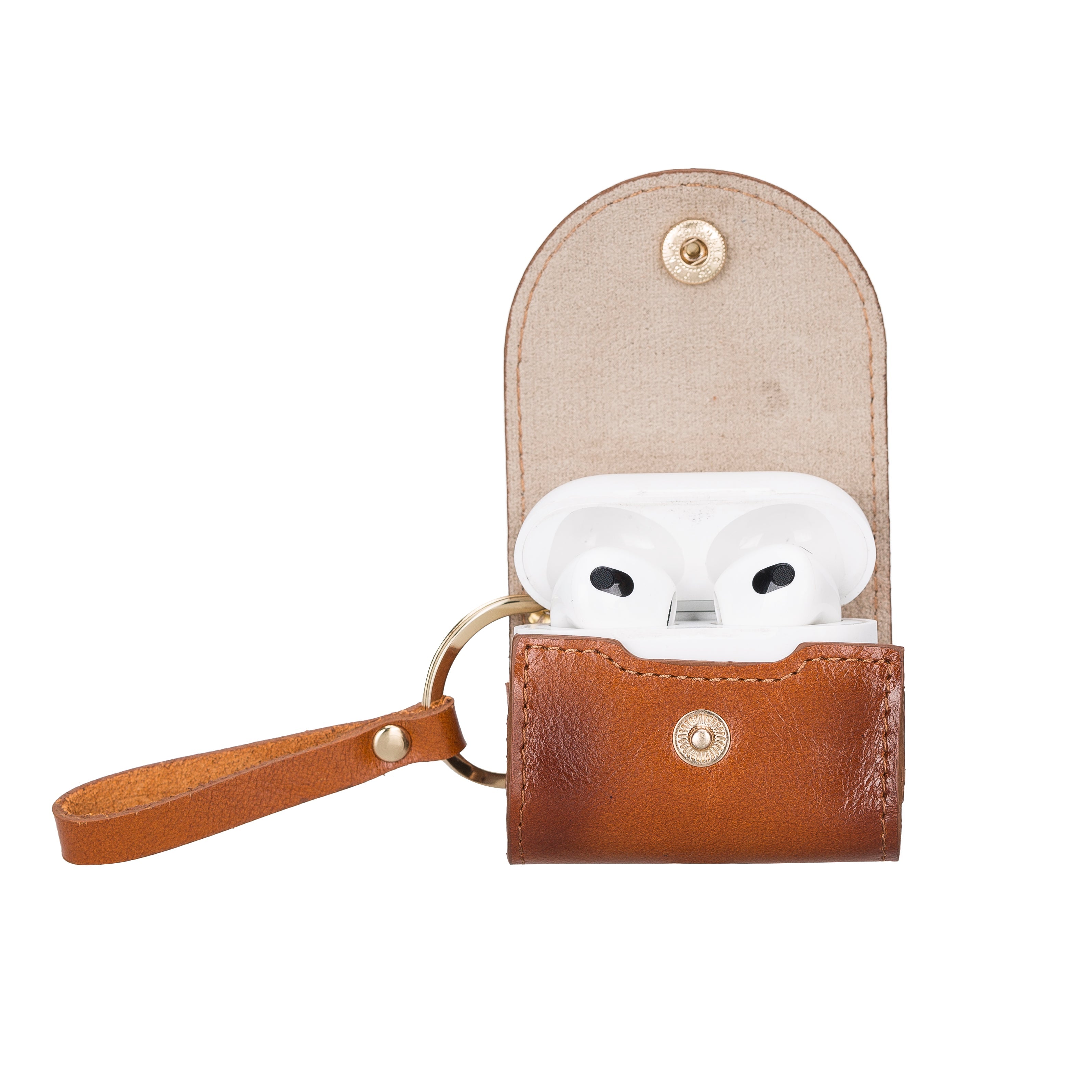 Mai Snap AirPods 4th and 3rd Gen Leather Case - TORONATA - color_ Tan