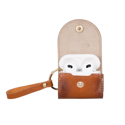 Mai Snap AirPods 4th and 3rd Gen Leather Case - TORONATA - color_ Tan