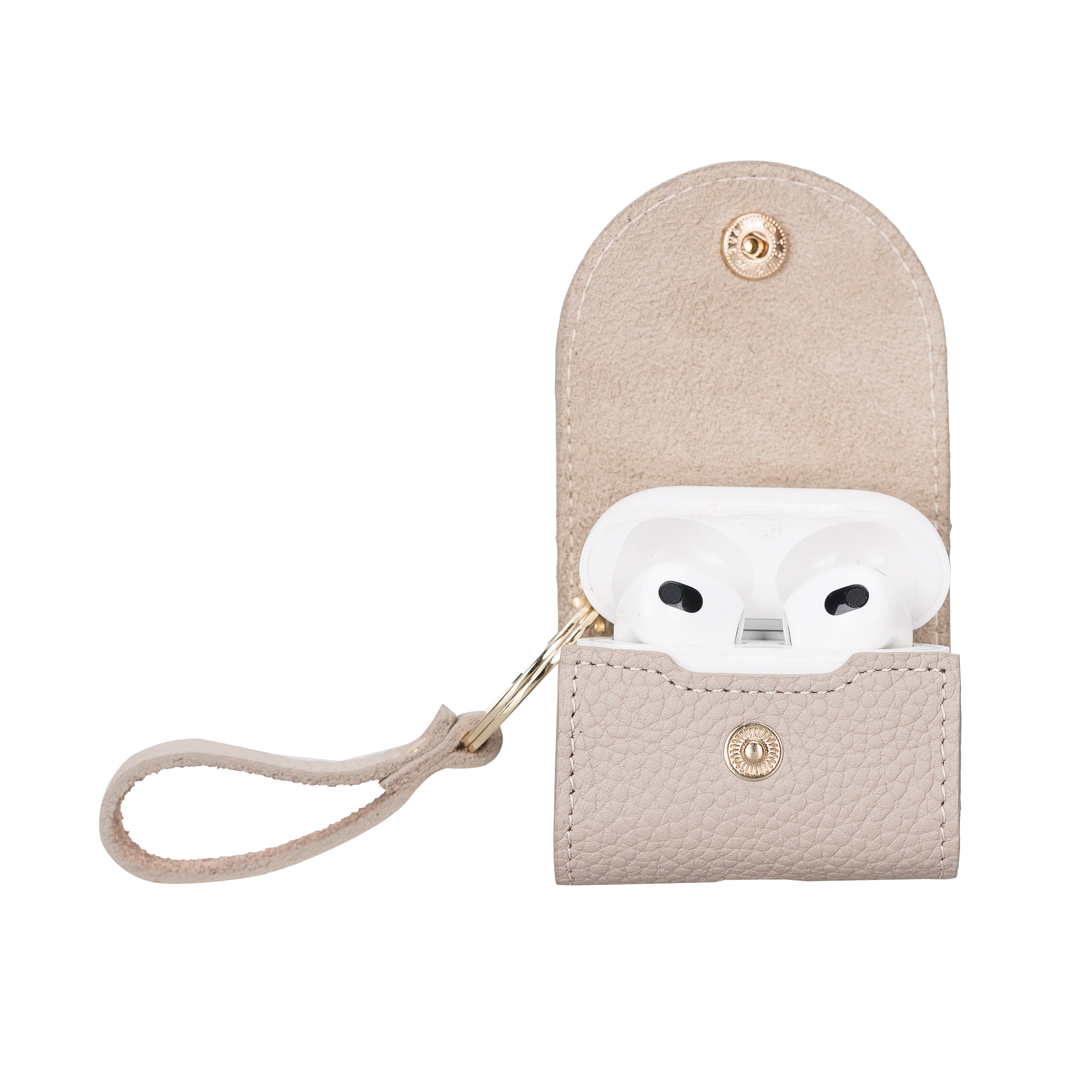 Mai Snap AirPods 4th and 3rd Gen Leather Case - TORONATA - color_ Sandy Brown